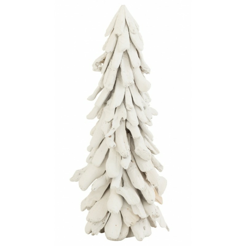 Sapin de noël décoratif enneigé en bois blanc 23x23x50 cm h50