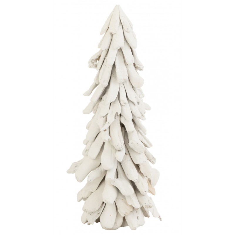 Sapin de noël décoratif enneigé en bois blanc 23x23x50 cm h50
