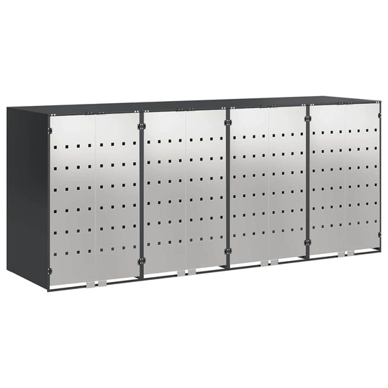 Rangement de poubelle à roulettes pour 3 poubelles anthracite