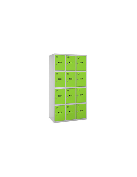 Casier-armoire simonlocker desm. 4 portes 3/12 300 (900) gr/ve gris/vert 1800x900x500 - simonrack