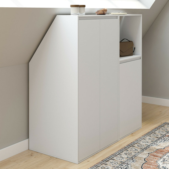 Ensemble armoires sous pente 2 portes + 1 porte et 1 niche tomi blanc