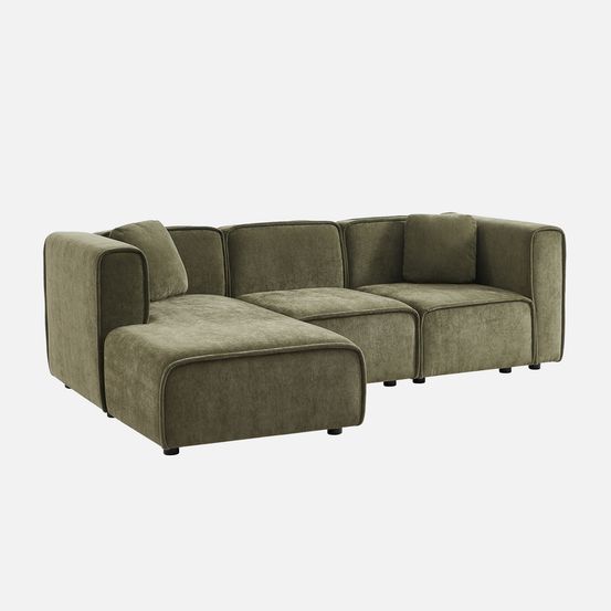 Canapé d'angle gauche 3 places tissu 2 coussins carrés l 230 x p 145 x h 70 cm - lester