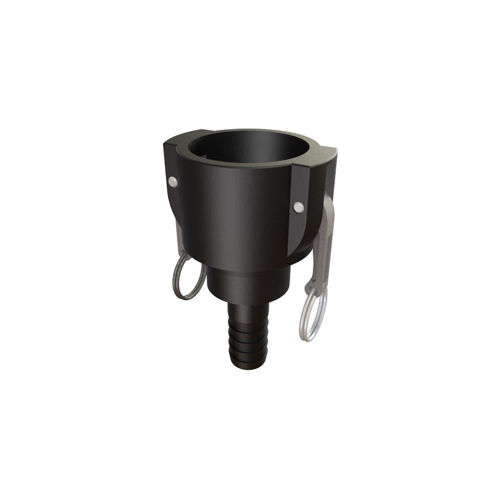 Raccord camlock femelle 2'' - male cannelé droit avec écrou tournant en polyprop