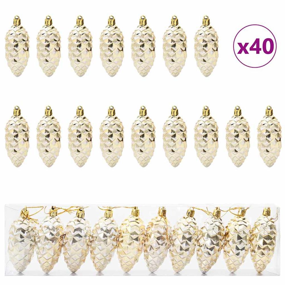 Boule de pomme de pin de noël 40 pc doré 4 x 9 cm plastique