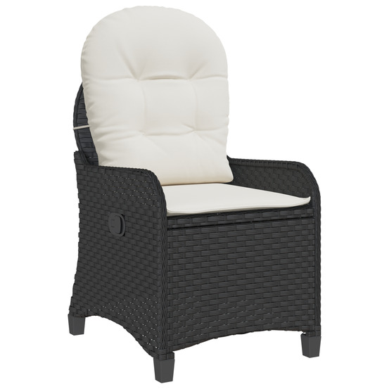 Chaise inclinable avec coussin en poly rotin noir