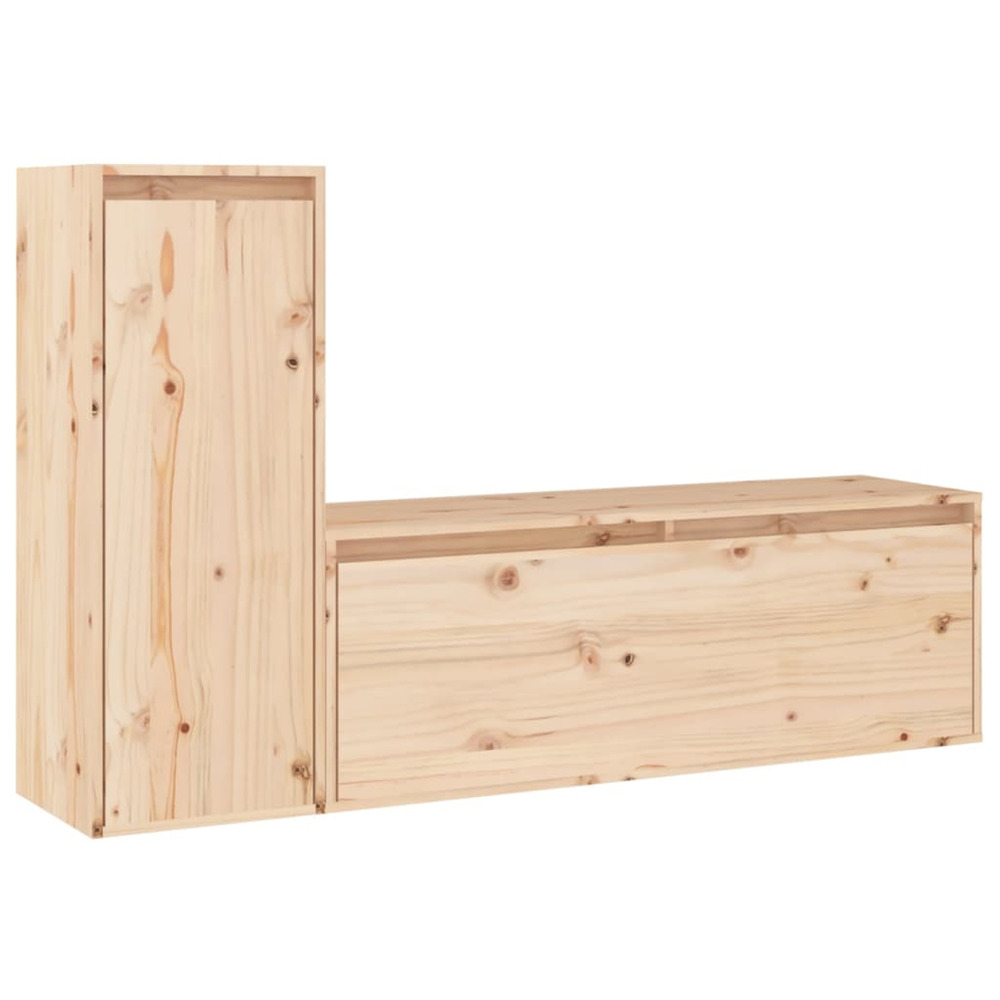Meubles tv 2 pcs bois massif de pin