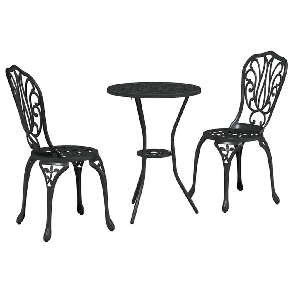 Ensemble bistro de jardin 3 pcs noir aluminium
