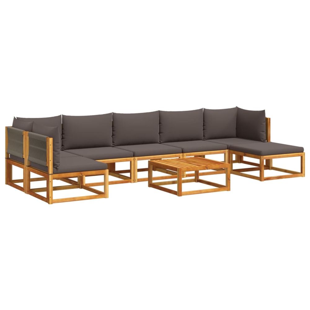 Ensemble de canapés de jardin 8 pièces avec coussins en bois d'acacia et corde