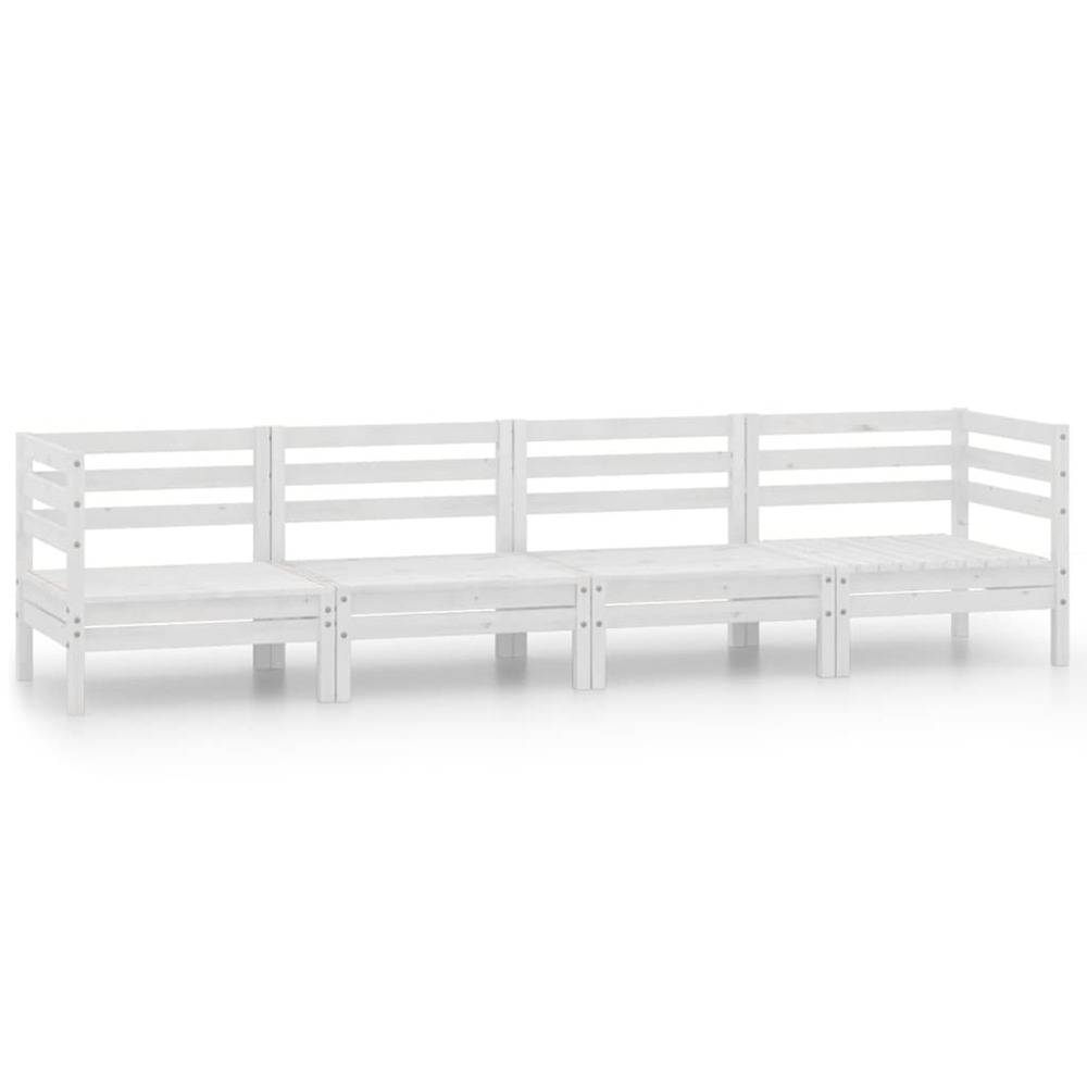 Salon de jardin 4 pcs blanc bois de pin massif