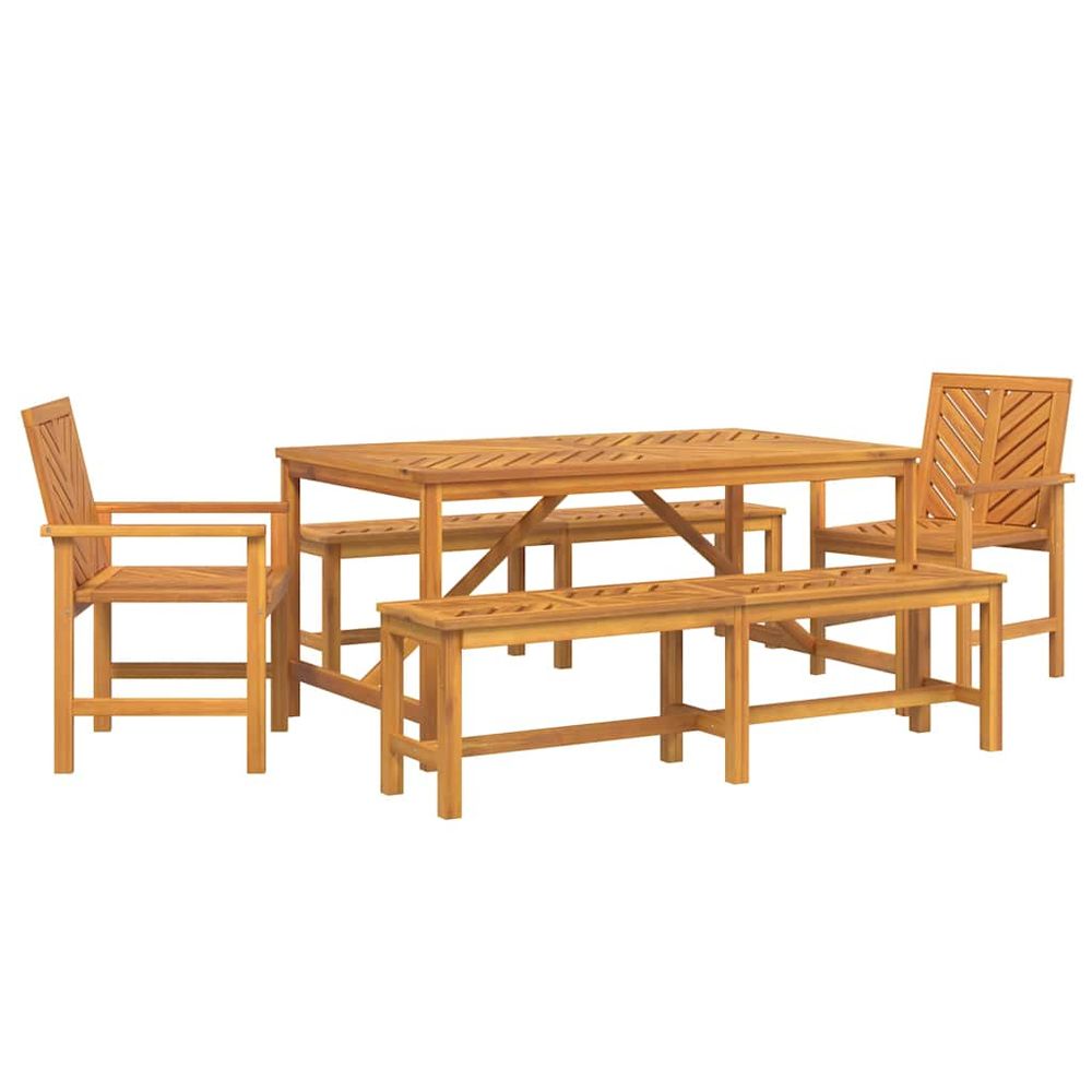 Ensemble de salle à manger pour jardin 5 pc marron