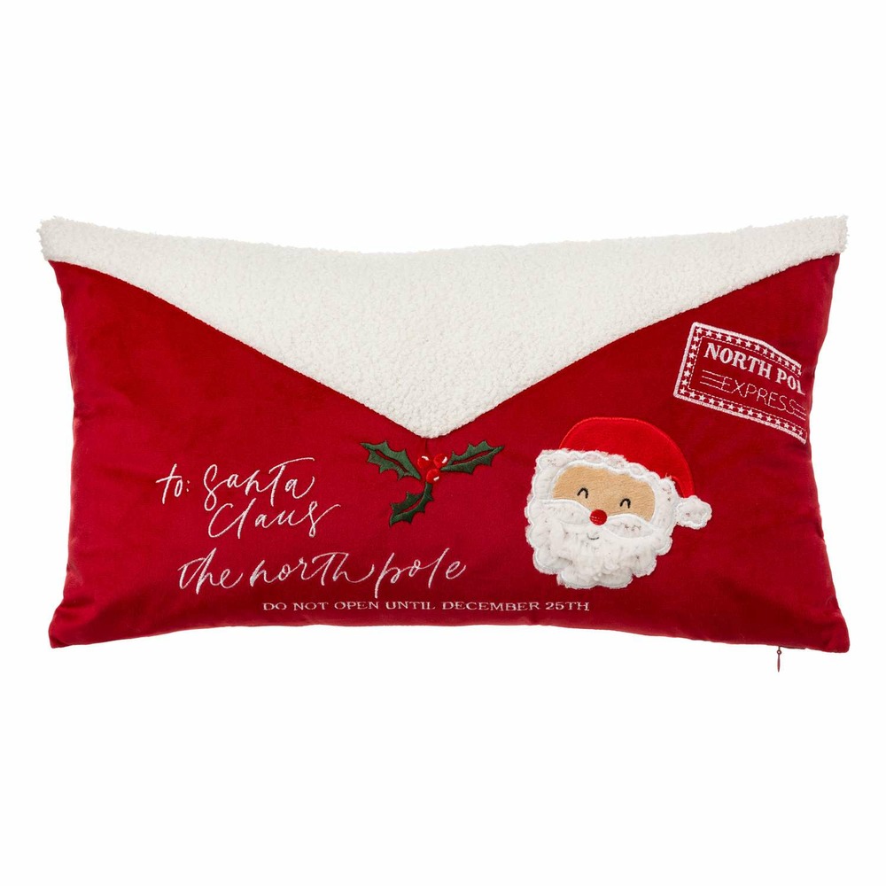 Coussin lettre au père noël - 50 x 30 cm - blanc et rouge