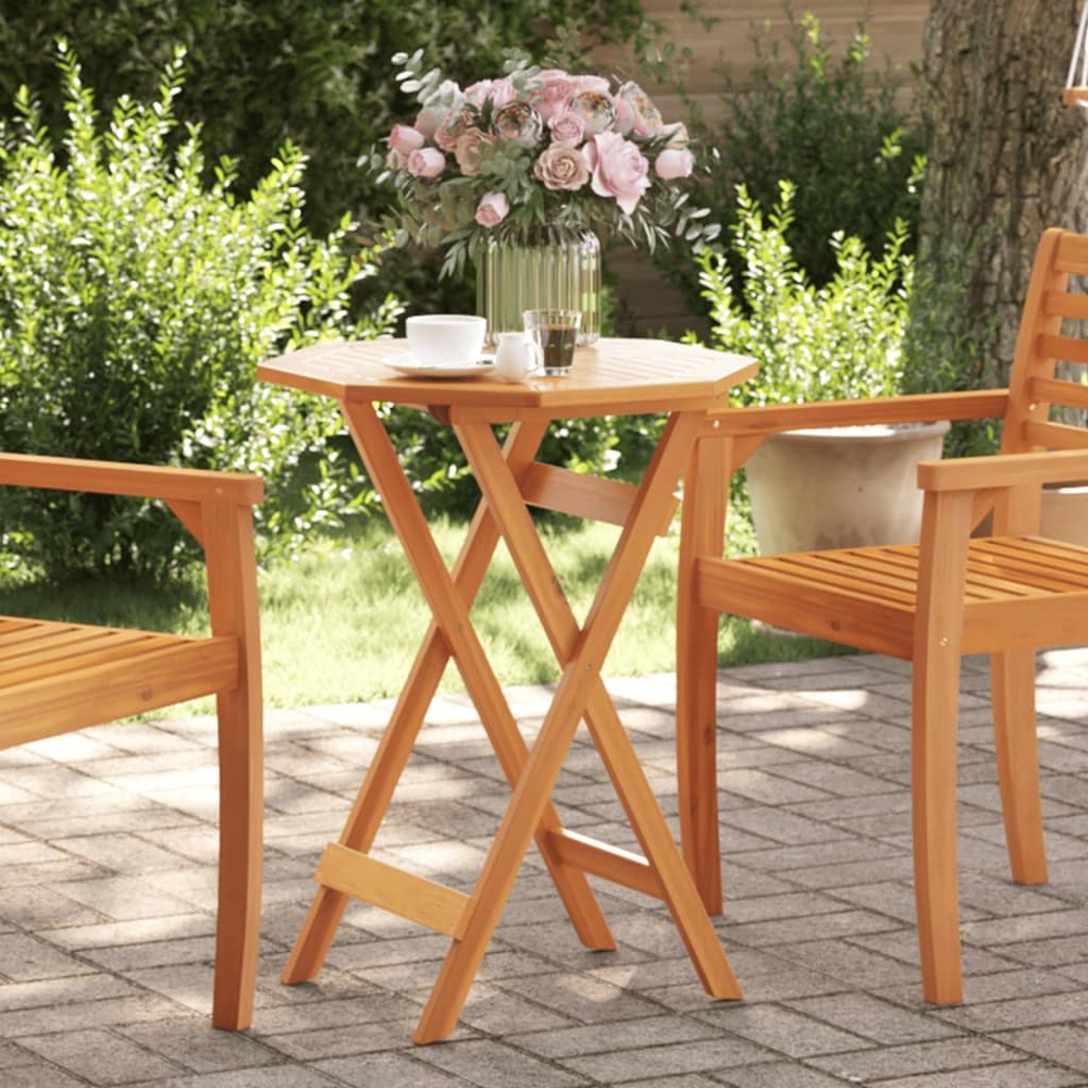 Table pliable de jardin ø60x75 cm bois d'acacia massif