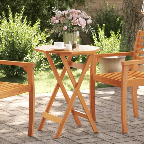 Table pliable de jardin ø60x75 cm bois d'acacia massif