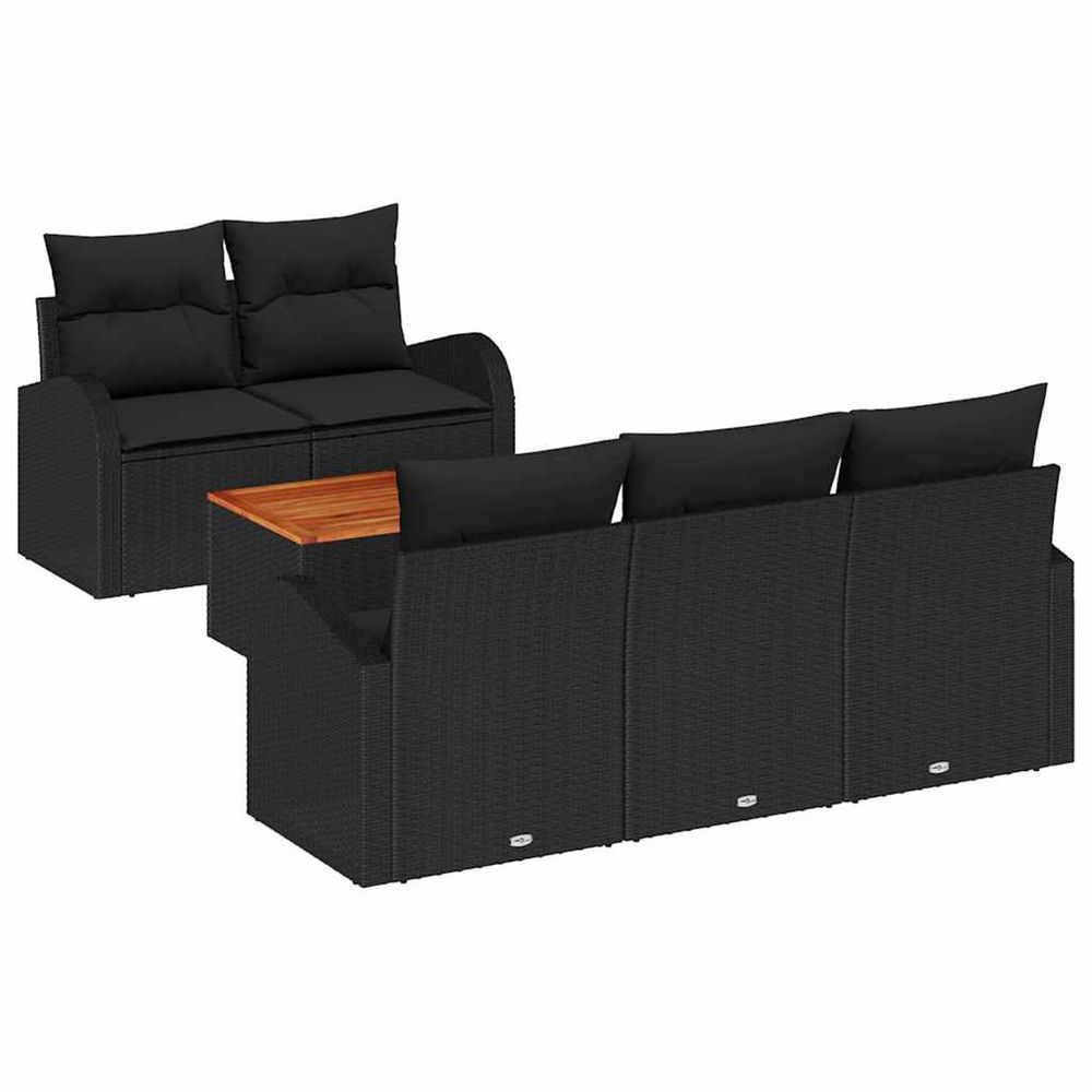 Ensemble de canapé de jardin 6 pc noir polyrotin
