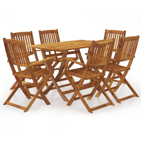 Ensemble à manger d'extérieur pliable 7pcs bois d'acacia solide
