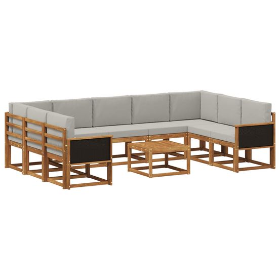 Ensemble de canapés d'extérieur 10 pc naturel et gris clair