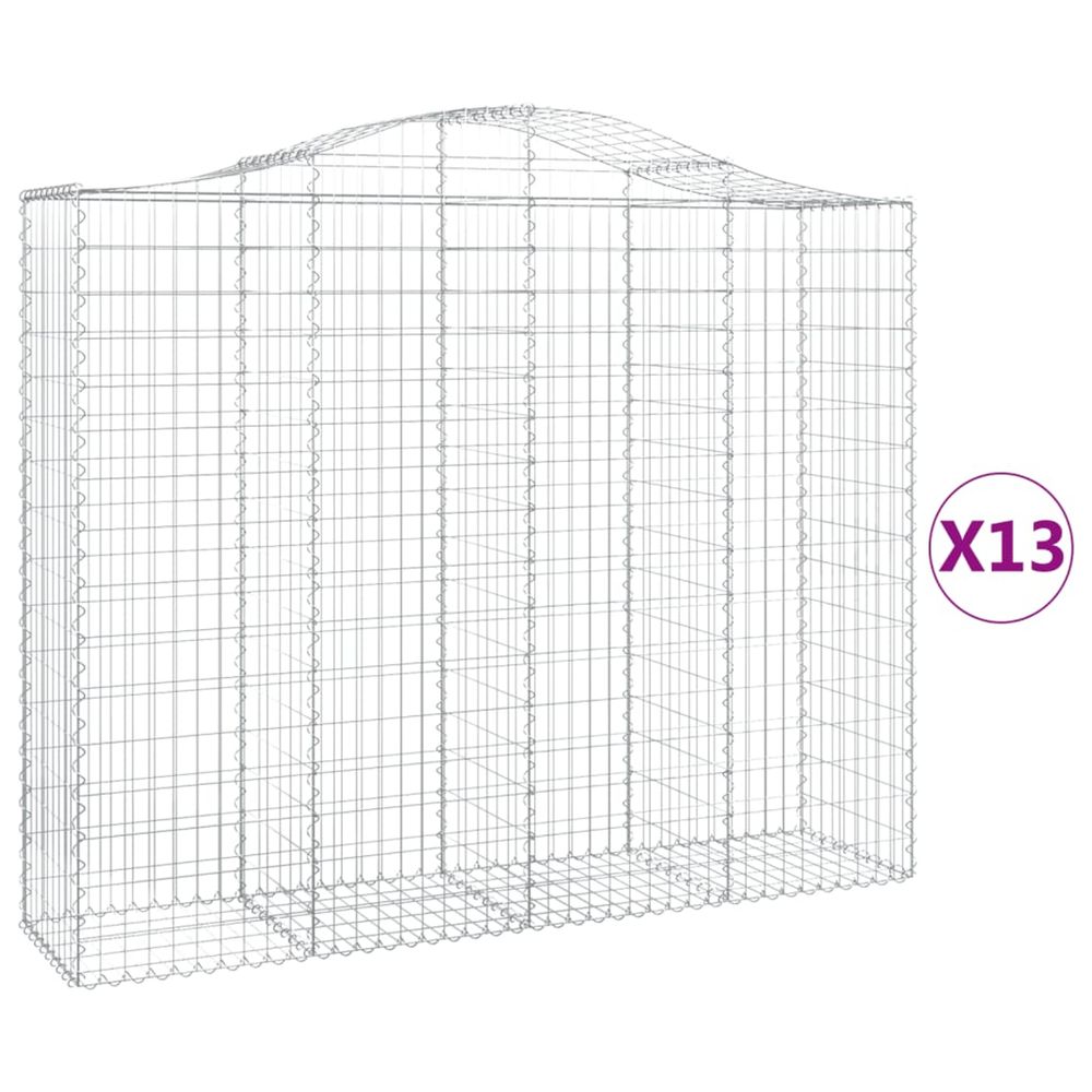 Paniers à gabions arqués 13 pcs 200x50x160/180 cm fer galvanisé