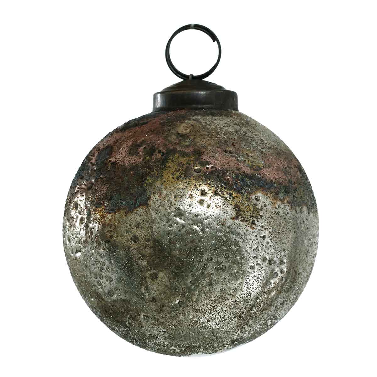 Ptmd boule de noël eward - 7x7x8 cm - verre - argent