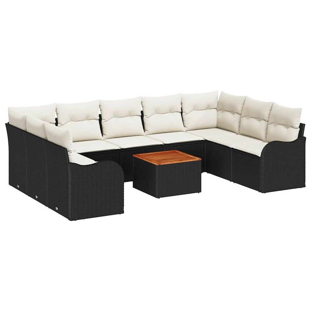 Ensemble de canapé de jardin 10 pc noir polyrotin