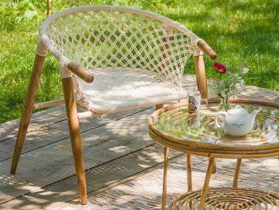 Fauteuil de jardin en macramé coton