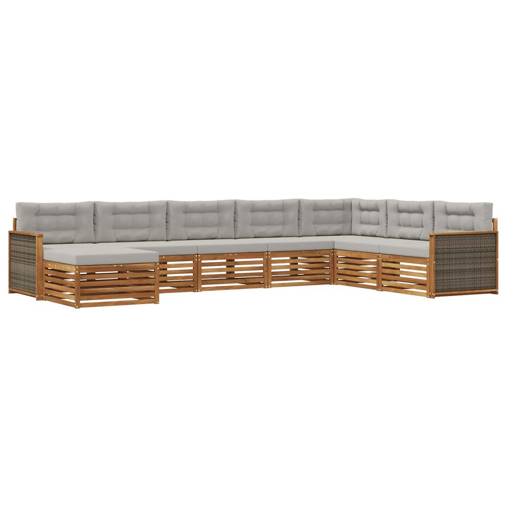 Ensemble de canapés d'extérieur 8 pc naturel et gris clair
