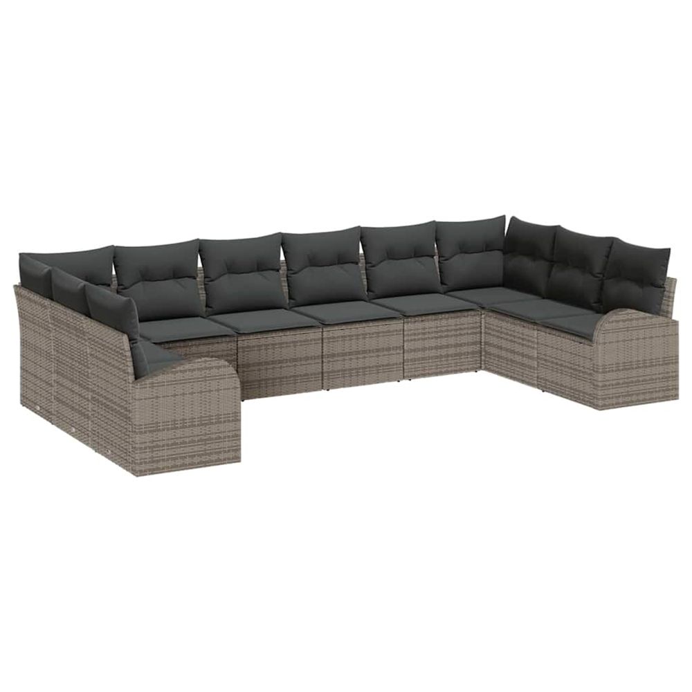 Ensemble de canapé de jardin 10 pc gris polyrotin