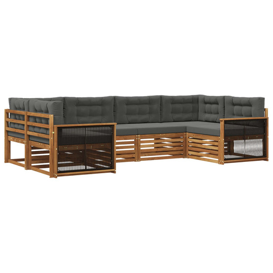Ensemble de canapés d'extérieur 6 pcs naturel et anthracite