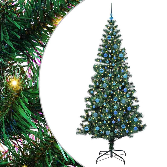 Sapin de noël artificiel pré-éclairé vert 240 cm pvc et métal