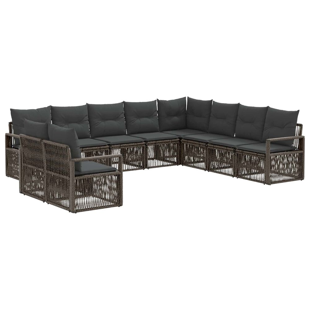 Ensemble de canapé de jardin 10 pc gris polyrotin