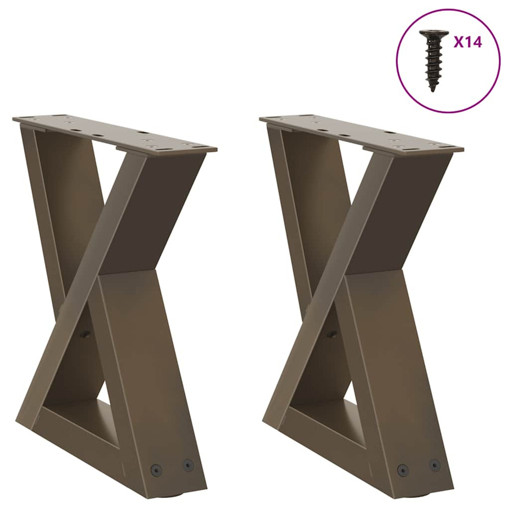 Pieds de table basse 2 pièces acier naturel 40 x (30-31,3) cm acier