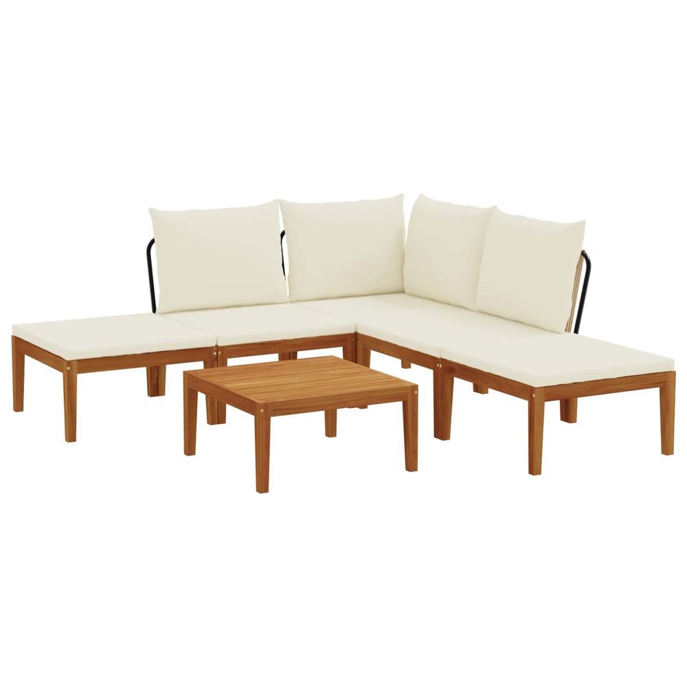 6 pc bois d'acacia massif et corde naturel