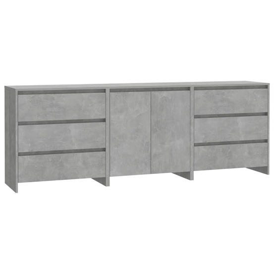 Buffet bahut commode armoire meuble de rangement organisateur cuisine salle de séjour salons 3 pcs bois d'ingénierie gris 02_