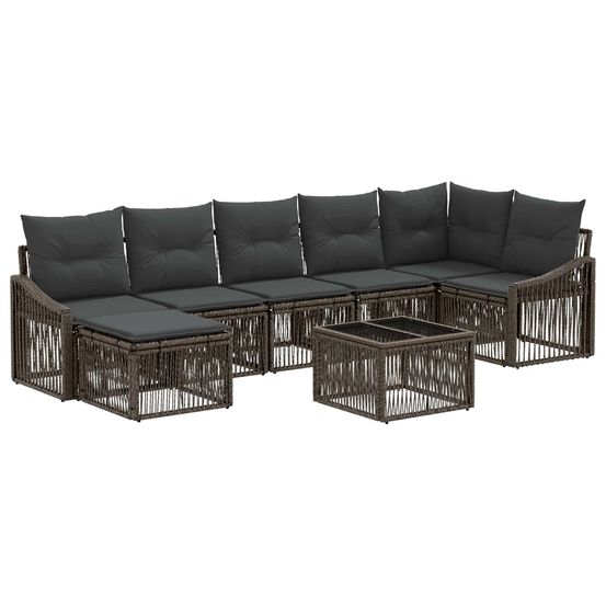 Ensemble de canapé de jardin 8 pc gris polyrotin