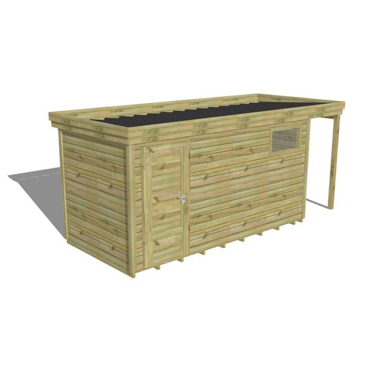 Abri de jardin bois pin traité autoclave 27mm - 5,34x2,14m / 11m2 - bac acier - plancher bois