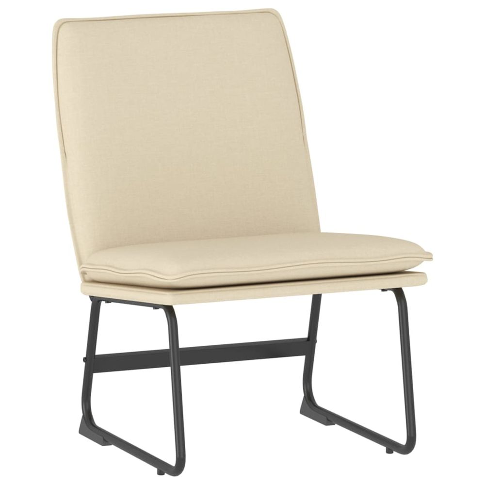Chaise longue crème 52x75x76 cm tissu bain de soleil