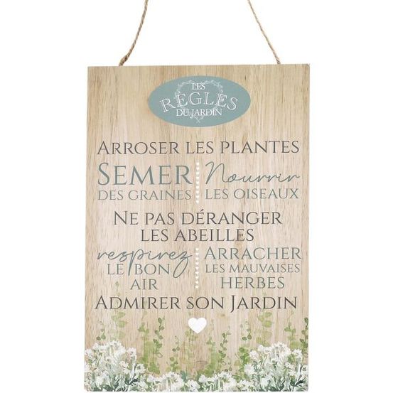 Plaque en bois règles du jardin 20 x 30 cm