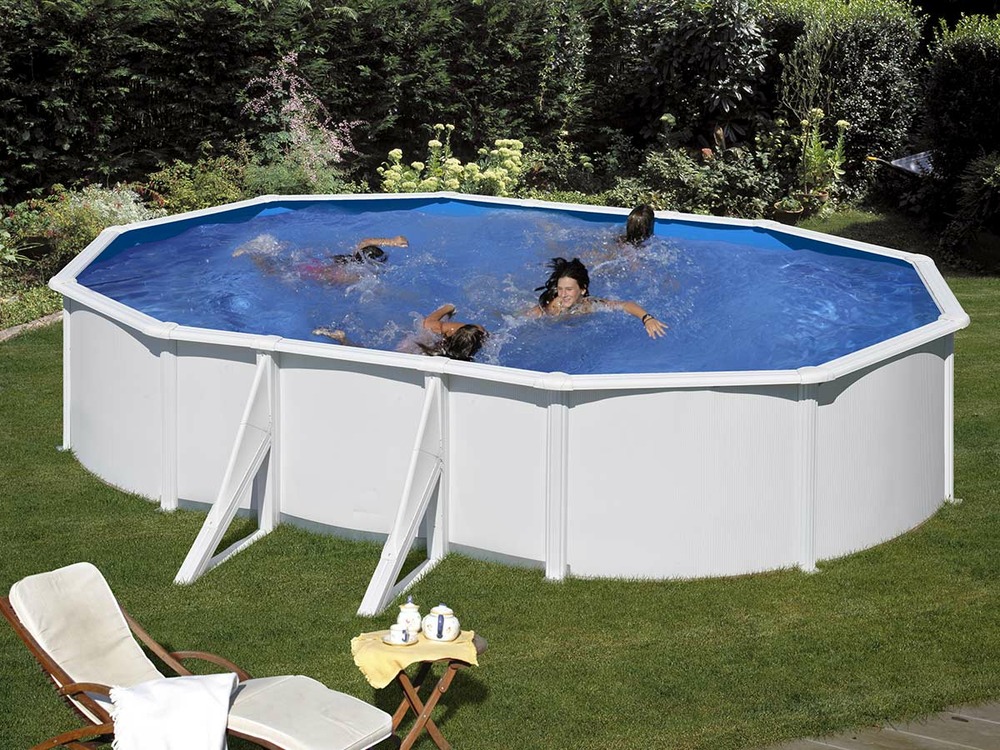 Piscine acier blanc fidji ovale 5,27 x 3,27 x 1,22 m