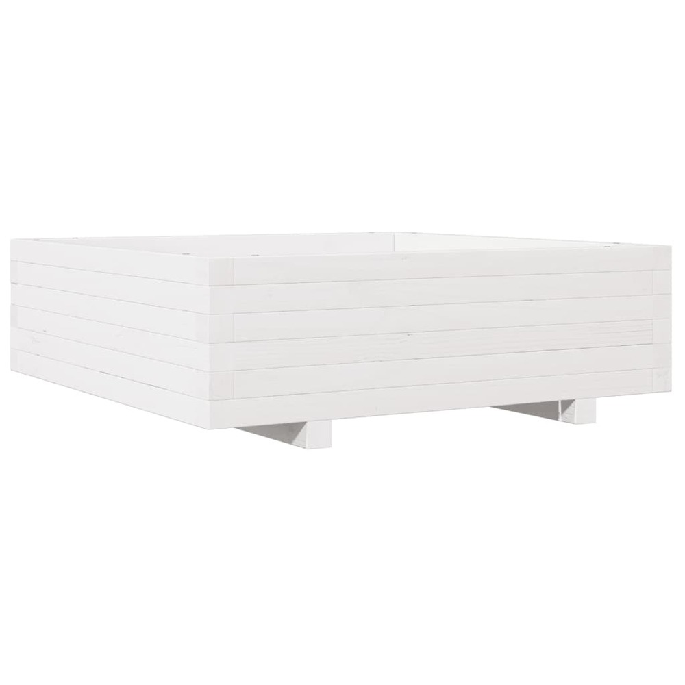 Jardinière bac lit surélevé plantes fleurs terrasse jardin 80 x 80 x 26,5 cm bois de pin massif blanc