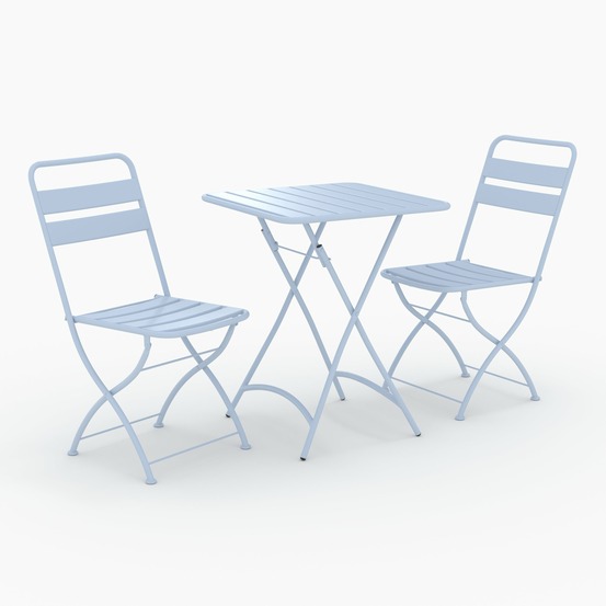 Yumi-table et chaises de jardin pliantes 2 personnes en métal bleu