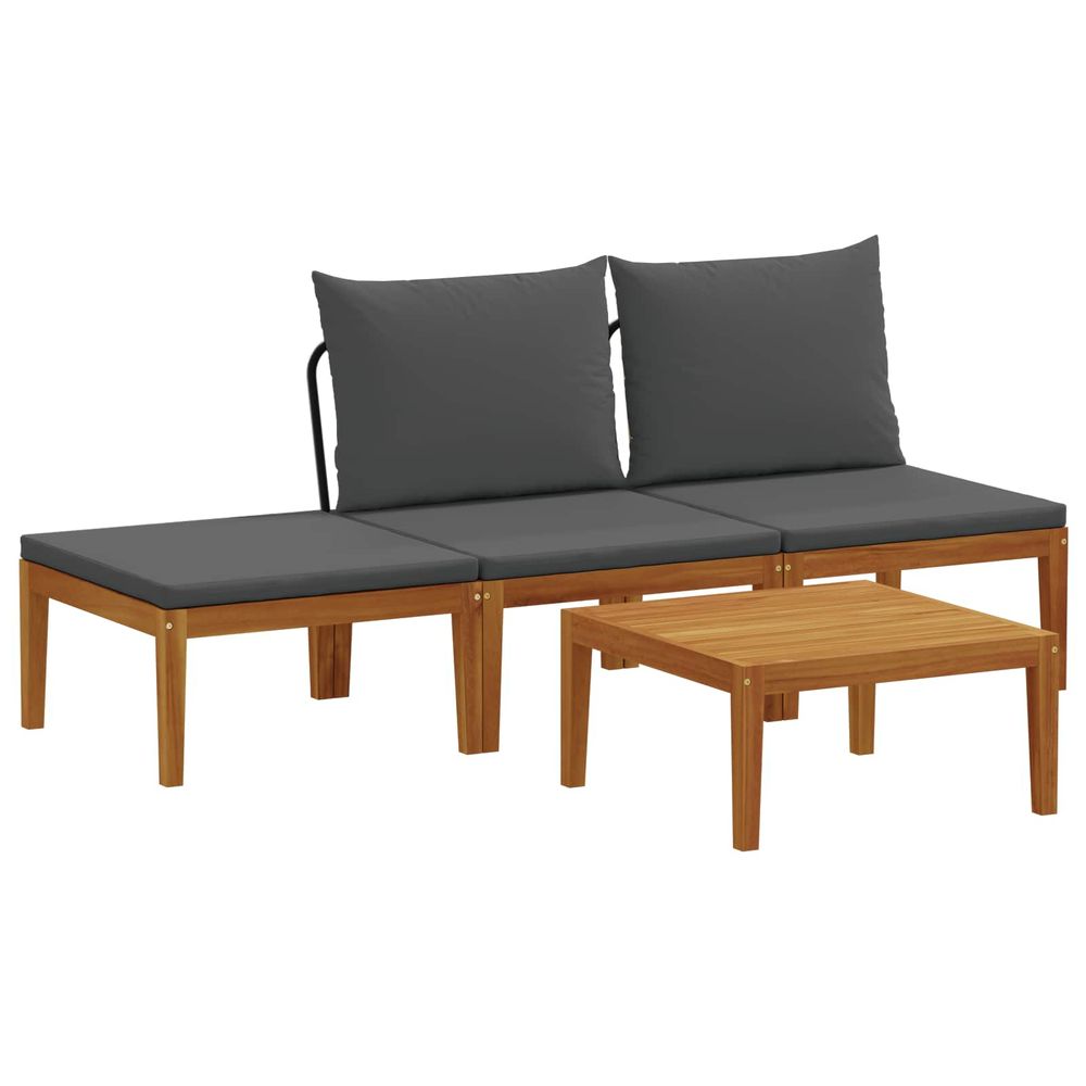 4 pc bois d'acacia massif et corde naturel
