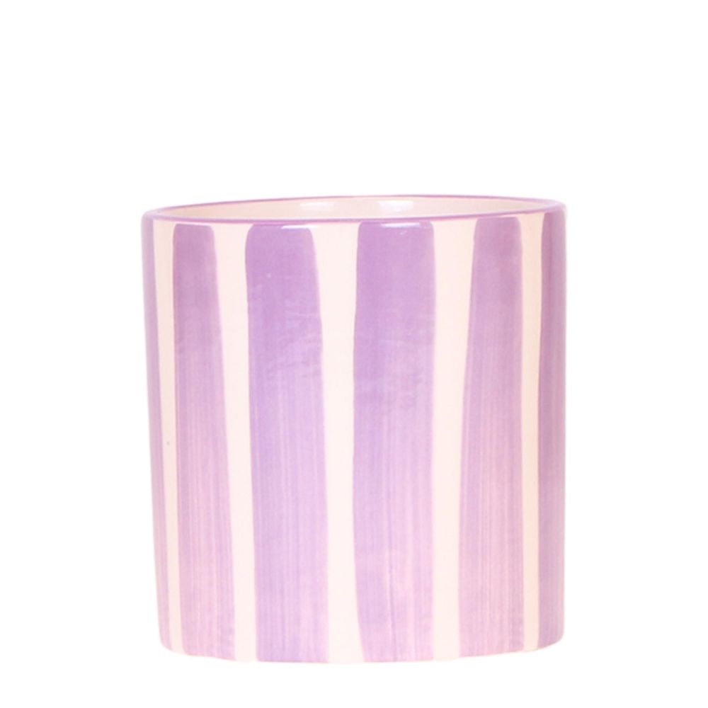 Cache-pot céramique rayé à la main - touche arty colorée - pot de 9cm - lilas