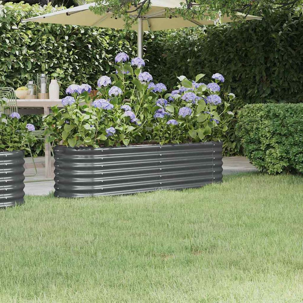 Grand carré potager ovale acier galvanisé anthracite 152x40x36 cm