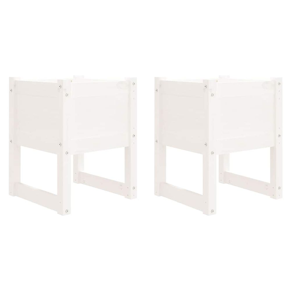 Jardinières 2 pcs blanc 40x40x52,5 cm bois massif de pin