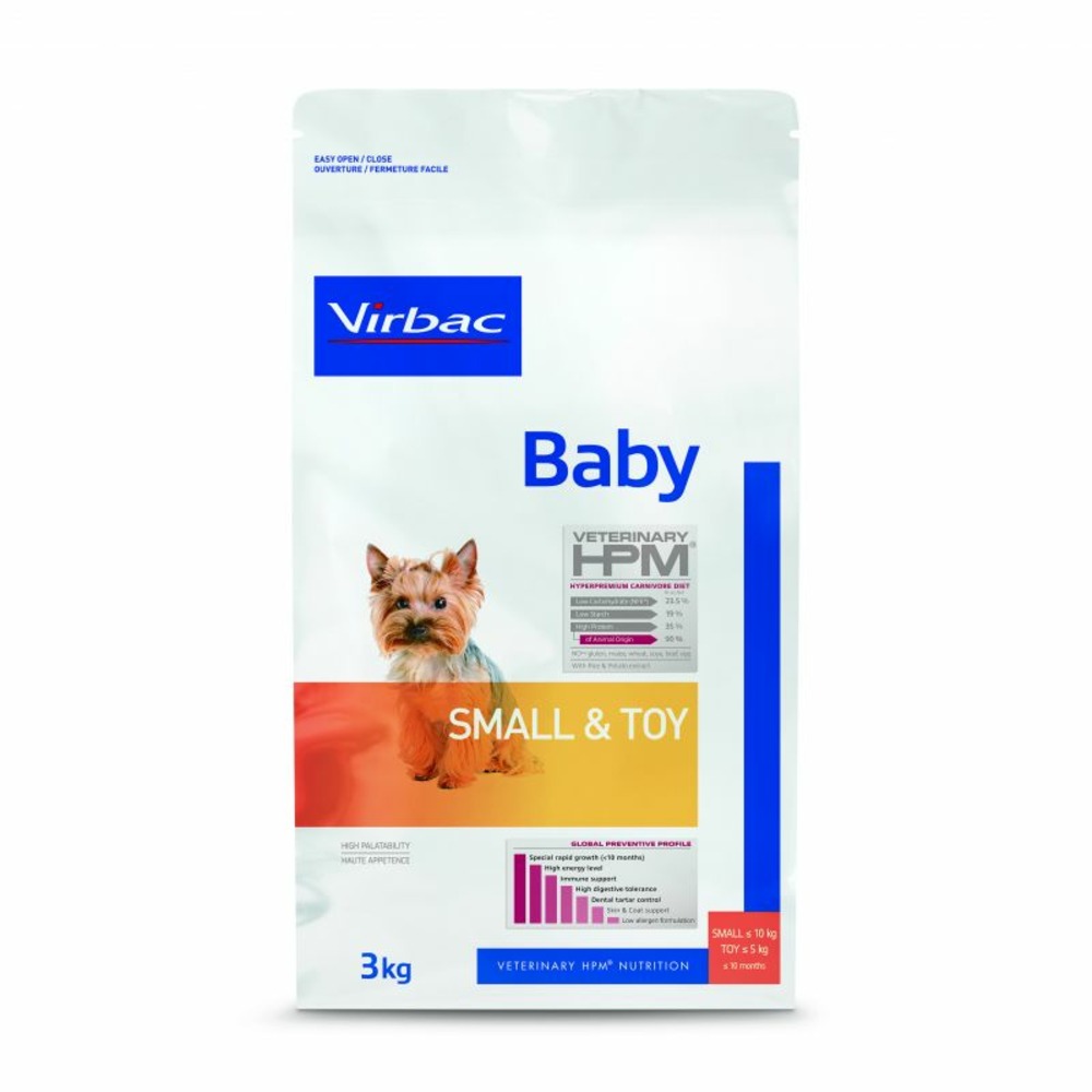 Croquettes chien veterinary hpm dog baby small & toy - virbac 3 kg