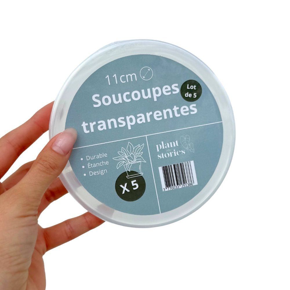 Soucoupes transparentes pour plantes - soucoupes rigides - coupelles pour plantes - pot de 11cm - x10 unités - 11 cm