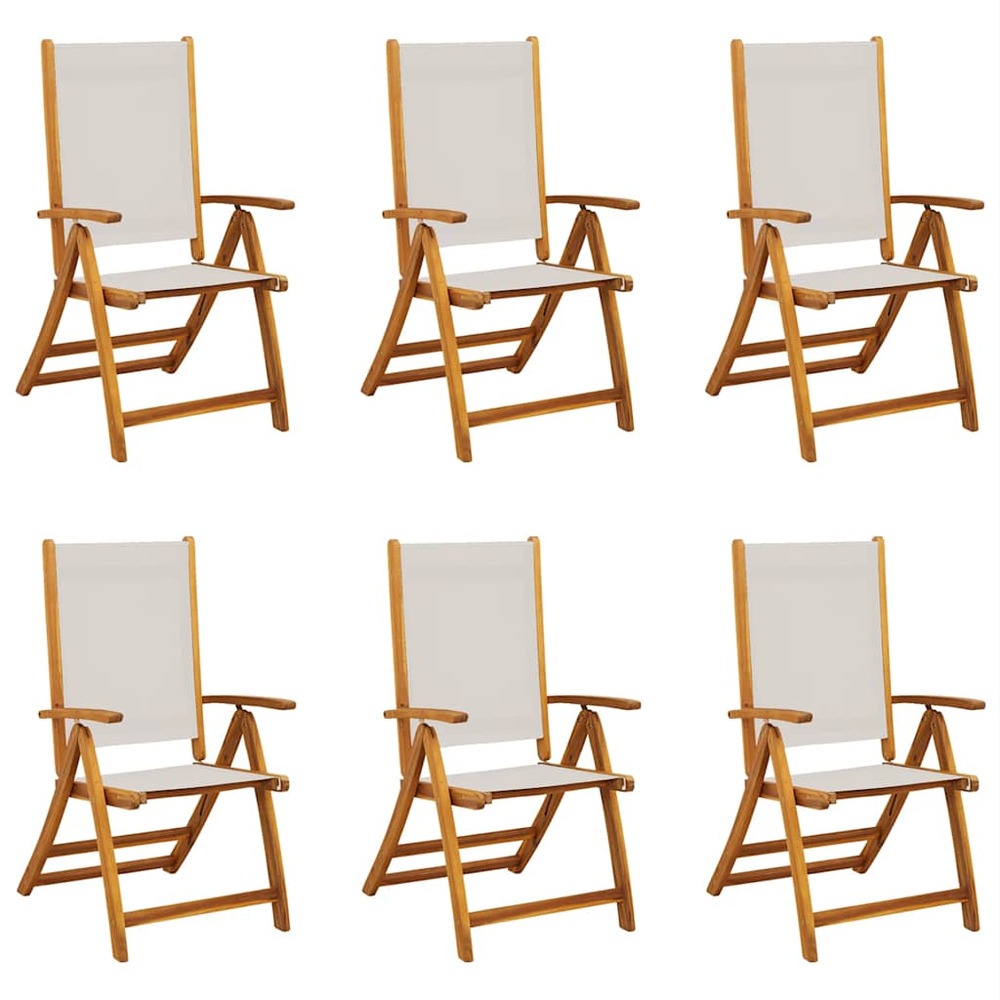 Chaises pliables de jardin lot de 6 bois d'acacia et textilène