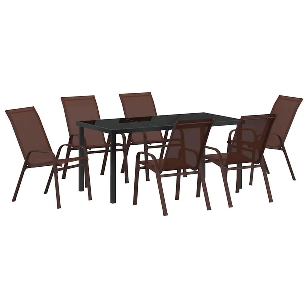 Ensemble de salle à manger pour jardin 7 pcs marron et noir