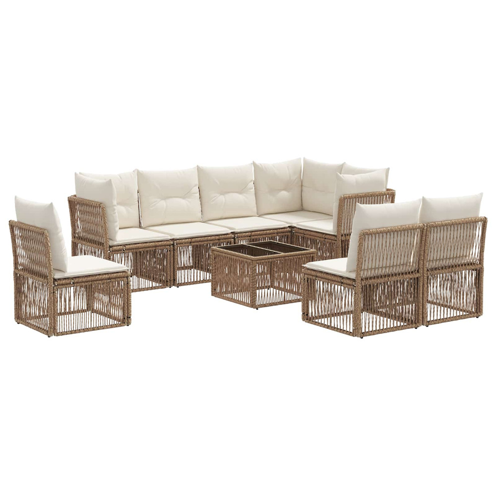Ensemble de canapé de jardin 9 pcs beige polyrotin