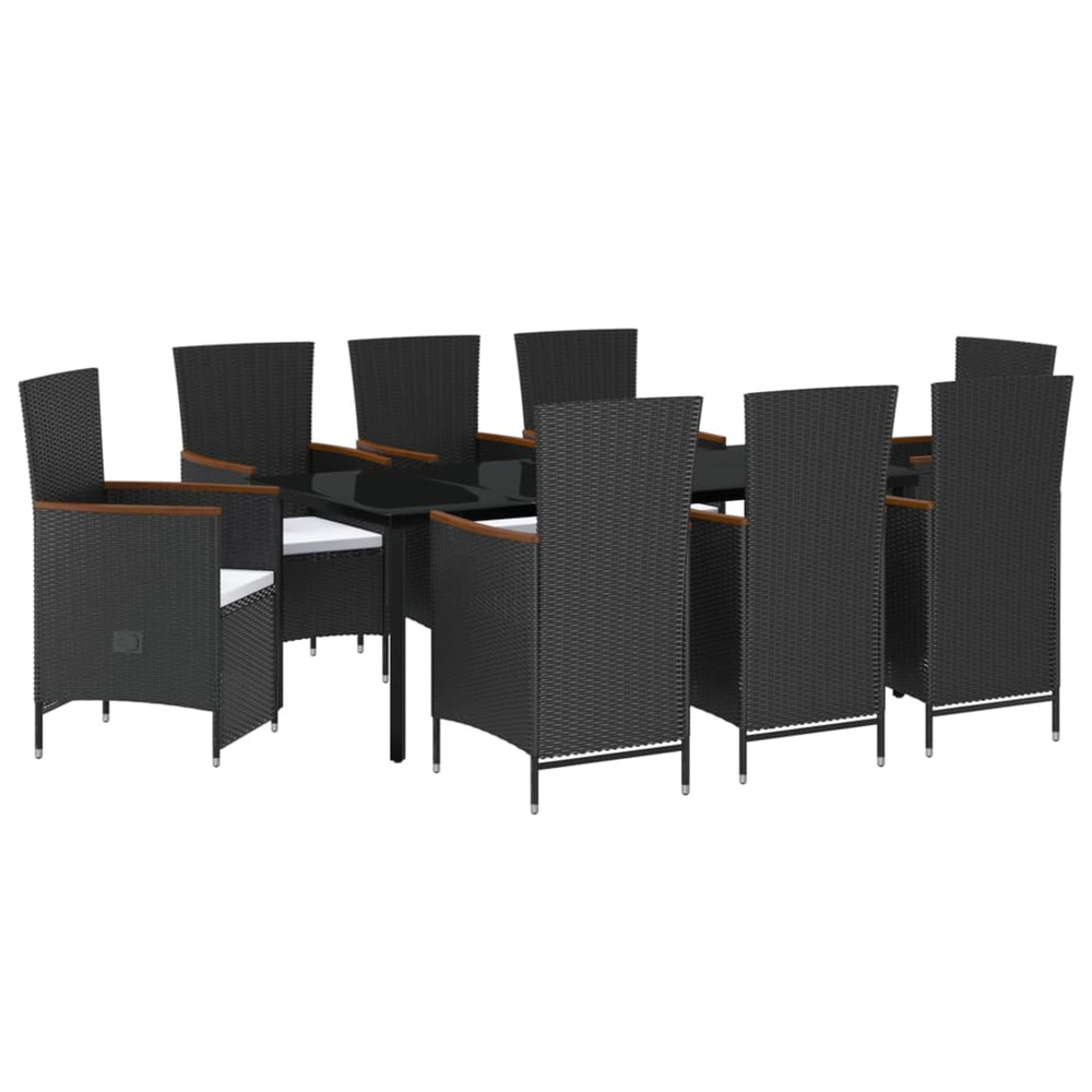 Ensemble à manger de jardin avec coussins 9 pcs noir