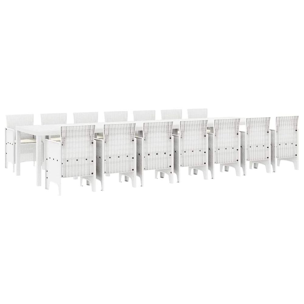 Ensemble de salle à manger de jardin avec coussins 15 pc blanc